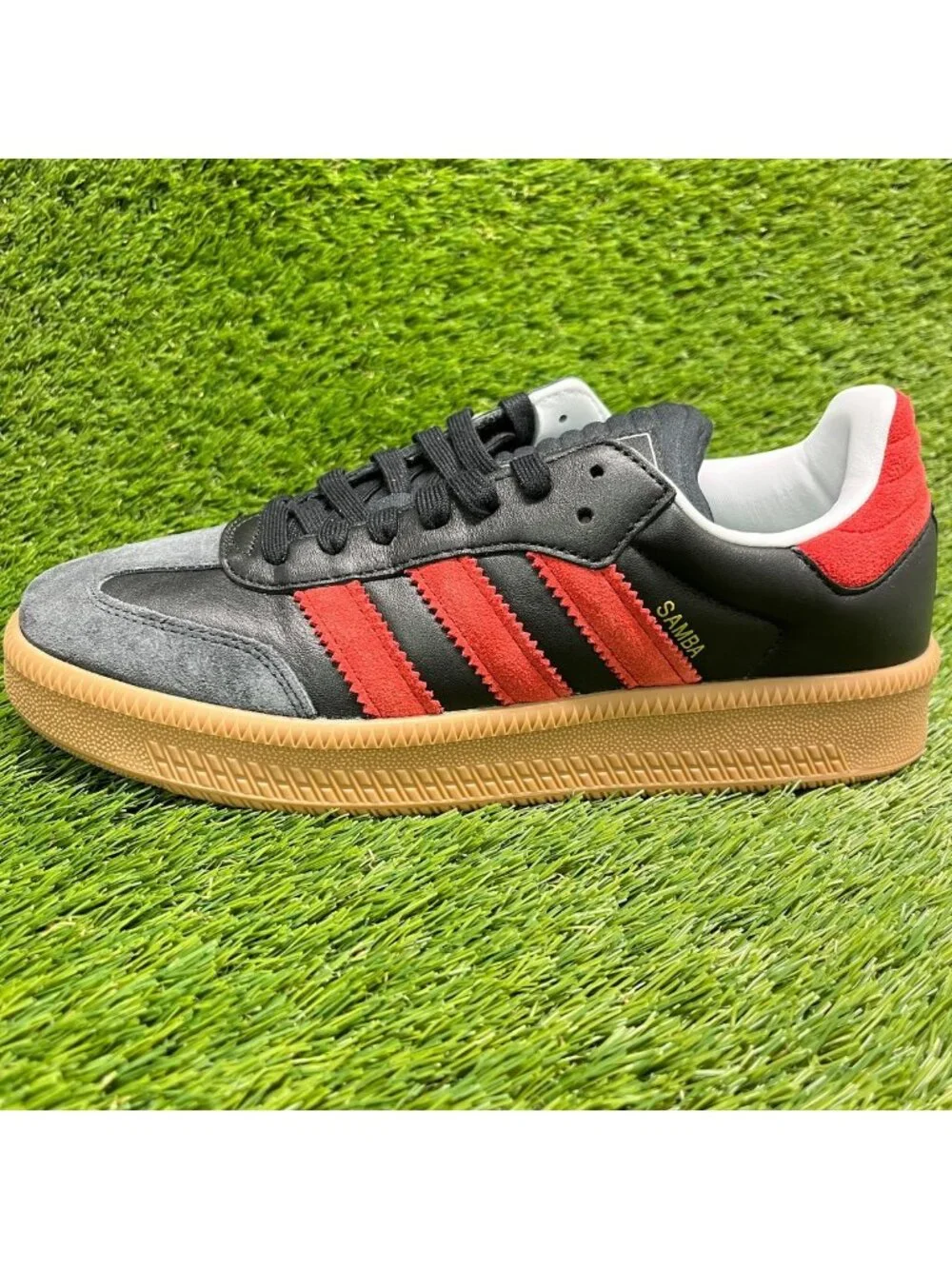 Adidas Samba XLG Mens Size 9 Black Red Gum Athletic Leather Shoes Sneakers